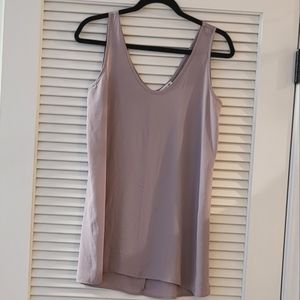 Soprano- Lightweight, Brownish Grey, High-Low, Sleeveless, V-Neck Top